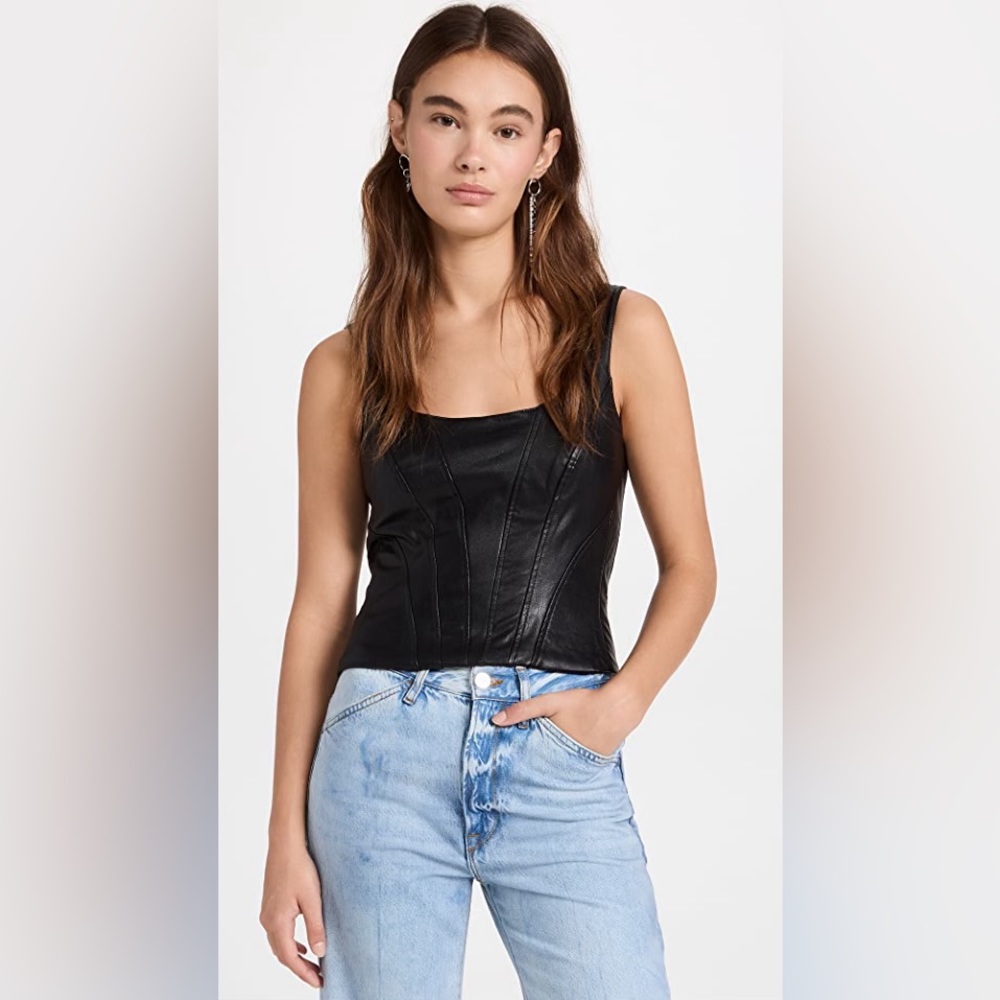Amanda Uprichard Pittito Top - Faux Leather Corset Top